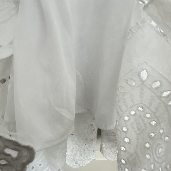 Japna Dress Womens S White Eyelet Embroidered Scalloped Hem Cottagecore Peasant - Picture 3 of 13